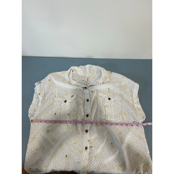 SO lemon shirt size L white with lemon print sleeveless button down - Picture 6 of 7